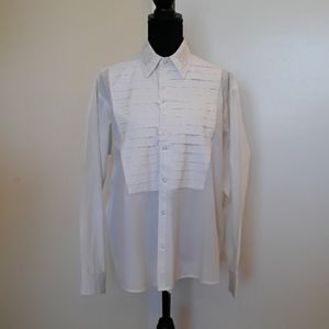 🤠🗯Vintage Western White Beaded Tuxedo Shirt Sz M